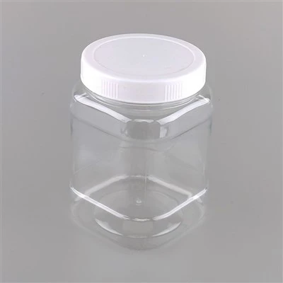 Beyaz Kapaklı 28oz Plastik Kare Kavanozlar
