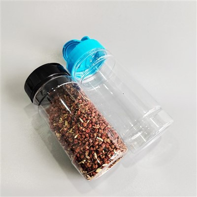 Çift Flapper Kapaklı Mavi Plastik Baharat Şeffaf Kavanoz 16oz